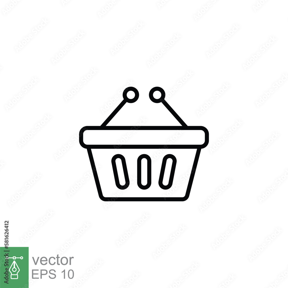 Shopping basket icon. Simple line style for web template and app. Shop, cart, bag, store, online, purchase, buy, retail, vector illustration design on white background. EPS 10. Shopping basket icon. Simple line style for web template and app. Shop, cart, bag, store, online, purchase, buy, retail, vector illustration design on white background. EPS 10.