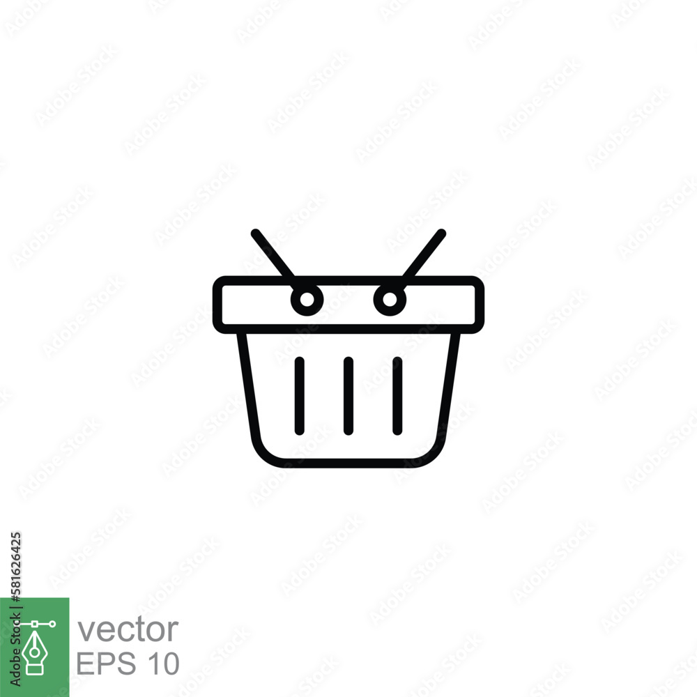 Shopping basket icon. Simple line style for web template and app. Shop, cart, bag, store, online, purchase, buy, retail, vector illustration design on white background. EPS 10. Shopping basket icon. Simple line style for web template and app. Shop, cart, bag, store, online, purchase, buy, retail, vector illustration design on white background. EPS 10.
