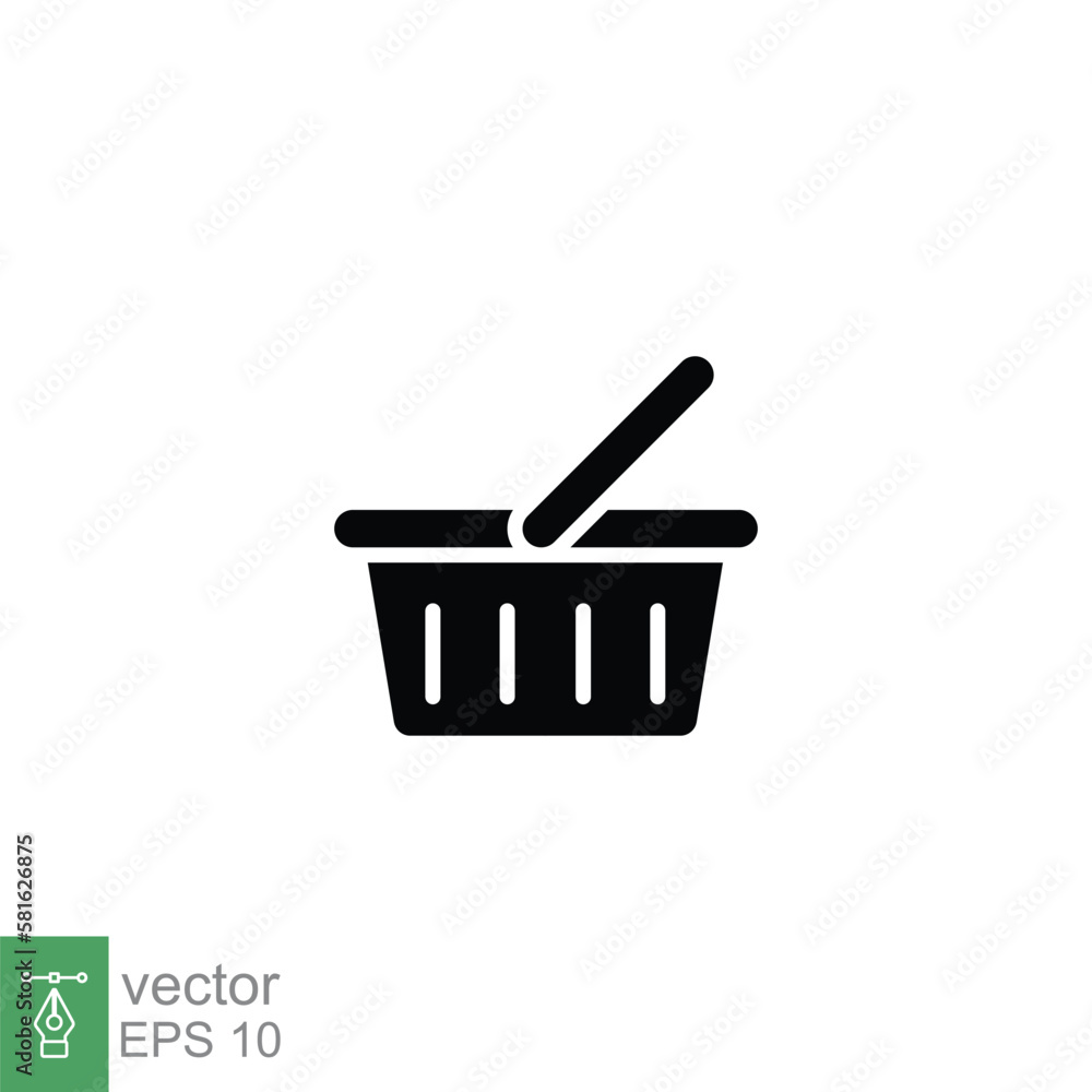 Shopping basket icon. Simple solid style for web template and app. Black silhouette symbol. Shop, cart, purchase, buy, retail, vector illustration design on white background. EPS 10. Shopping basket icon. Simple solid style for web template and app. Black silhouette symbol. Shop, cart, purchase, buy, retail, vector illustration design on white background. EPS 10.