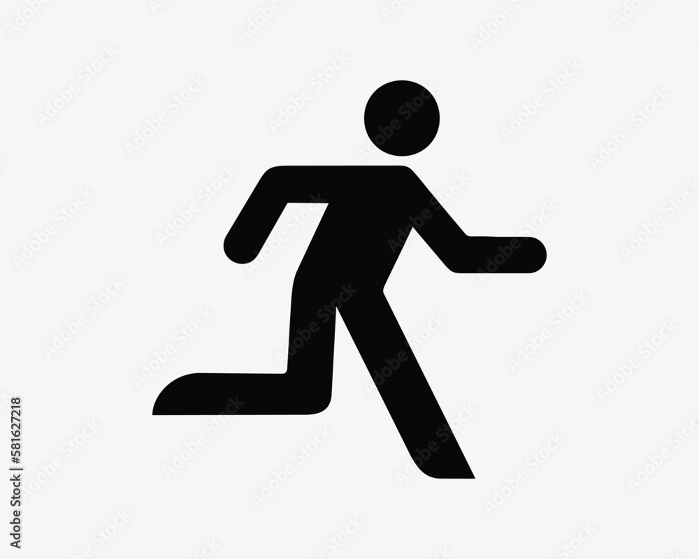 Man Running Sprinting Stick Figure Run Sprint Jog Jogging Black and White Sign Symbol Icon Vector Graphic Clipart Illustration Artwork Pictogram