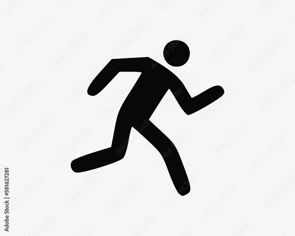 Person Running Icon Run Sprint Sprinting Jog Jogging Athelete Vector Black White Silhouette Symbol Sign Graphic Clipart Artwork Illustration Pictogram