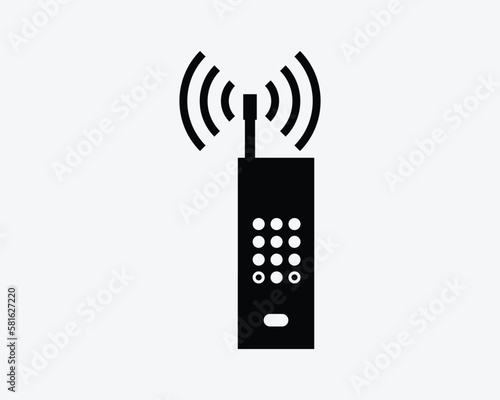 Radio Phone Telecommunication Device Walkie-Talkie Signal Icon Black White Silhouette Symbol Sign Graphic Clipart Artwork Illustration Pictogram Vector