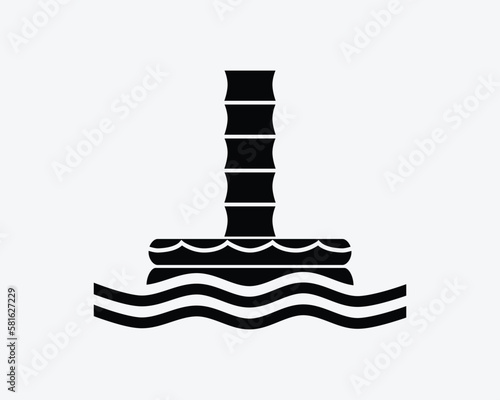 Marine Evacuation Chute Emergency Escape Hatch Float Black White Silhouette Sign Symbol Icon Clipart Graphic Artwork Pictogram Illustration Vector