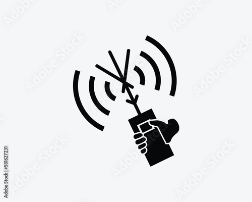 Handheld Satellite Radio Communication Walkie Talkie Signal Black White Silhouette Sign Symbol Icon Graphic Clipart Artwork Illustration Pictogram Vector