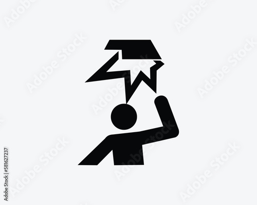 Overhead Obstacle Icon Beware of Head Object Accident Hit Black White Silhouette Symbol Sign Graphic Clipart Artwork Illustration Pictogram Vector