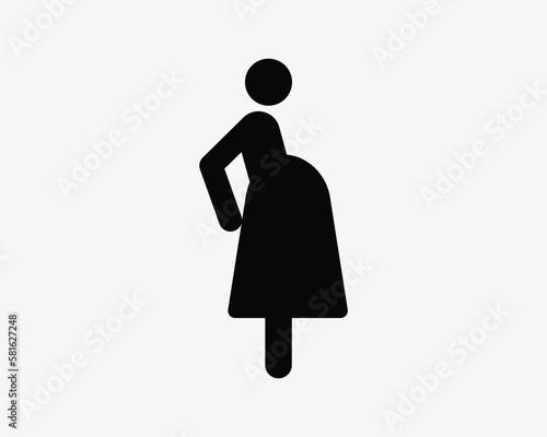 Pregnant Woman Icon Pregnancy Lady Girl Person Stick Figure Vector Black White Silhouette Symbol Sign Graphic Clipart Artwork Illustration Pictogram