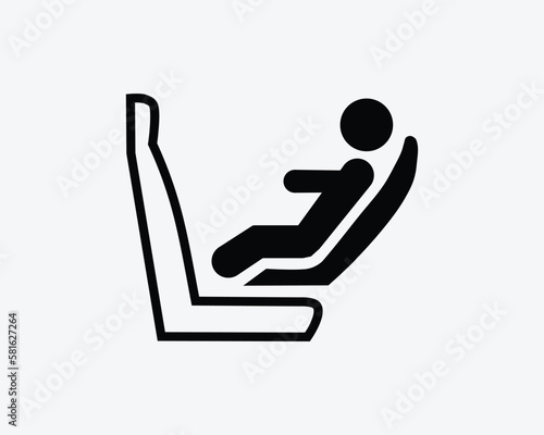 Rear Facing Child Seat Icon Children Car Vehicle Safety Chair Black White Silhouette Sign Symbol Vector Graphic Clipart Illustration Artwork Pictogram