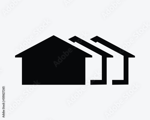 Row of Houses Icon Homes Building Housing House Home Simple Set Vector Black White Silhouette Symbol Sign Graphic Clipart Artwork Illustration Pictogram photo