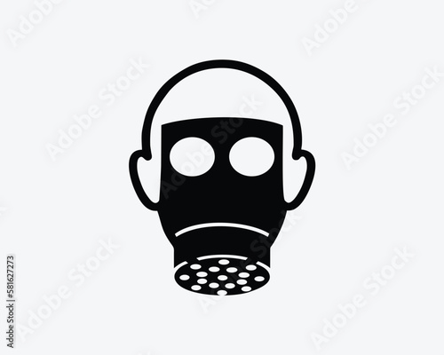 Respirator Gas Mask Safety Respiratory Full Face Protection Black White Silhouette Symbol Icon Sign Graphic Clipart Artwork Illustration Pictogram Vector