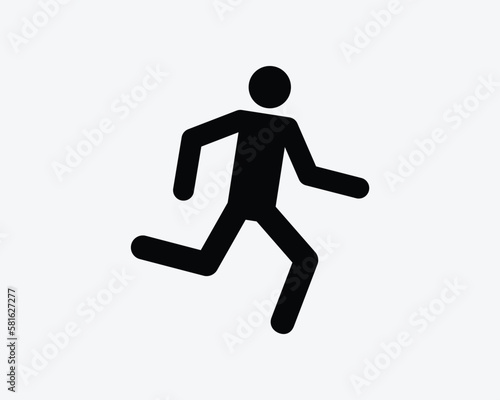 Man Running Icon Stick Figure Person Run Walk Walking Action Vector Black White Silhouette Symbol Sign Graphic Clipart Artwork Illustration Pictogram