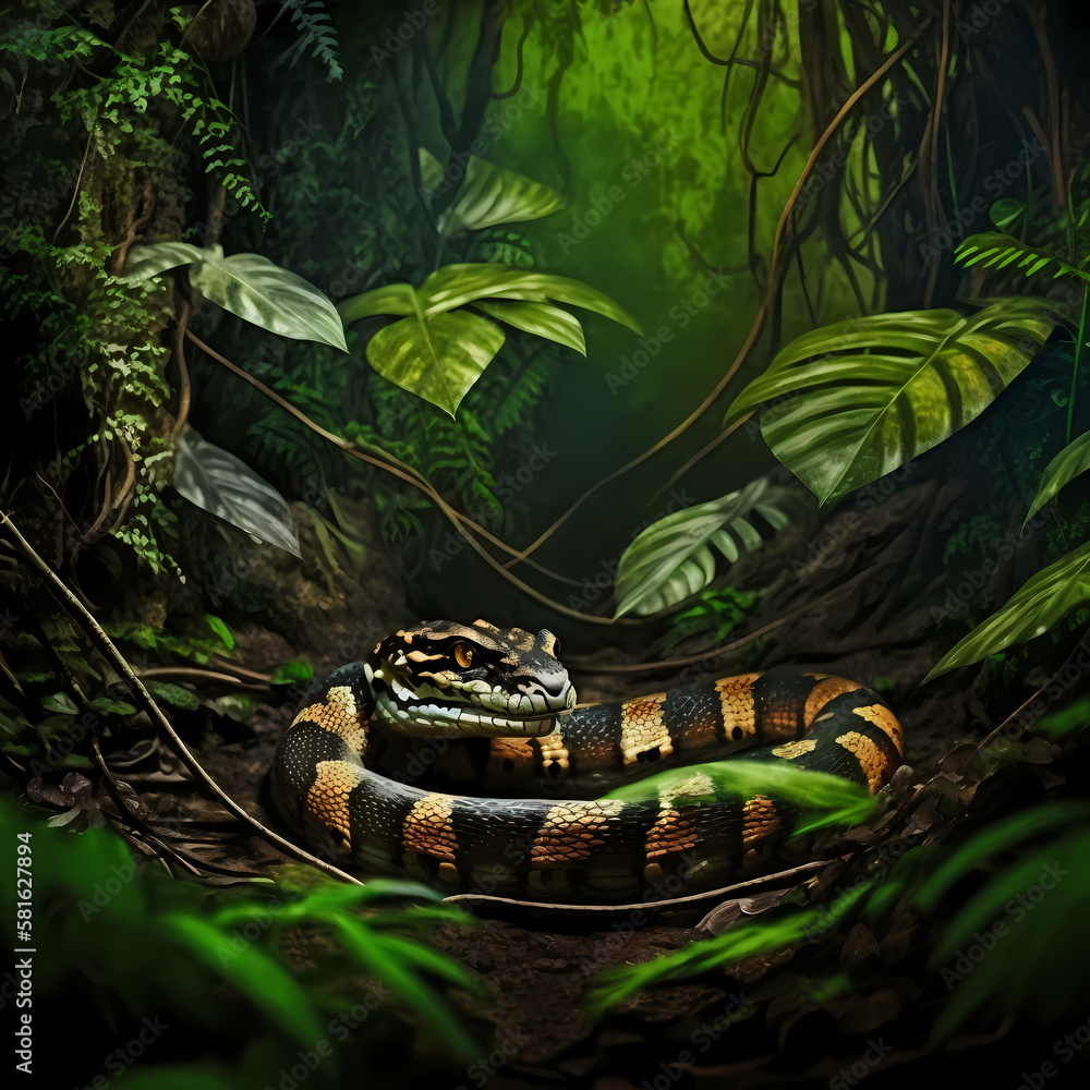 Snake : Tiger Snake. Generative AI Snake : Tiger Snake. Generative AI