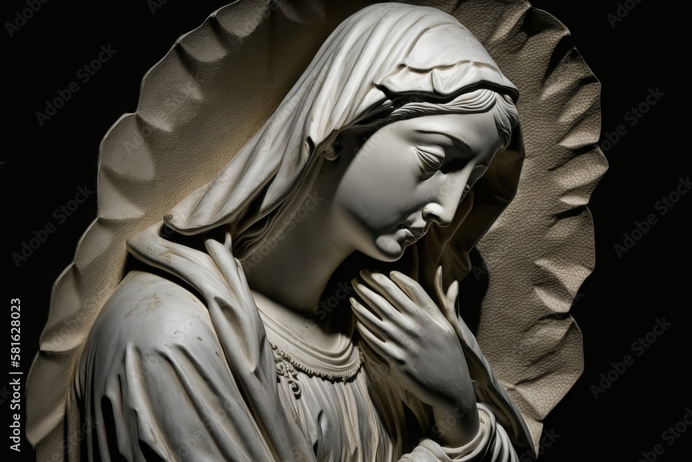 Silhouette of Mary in prayerful reflection - Generative AI Silhouette of Mary in prayerful reflection - Generative AI