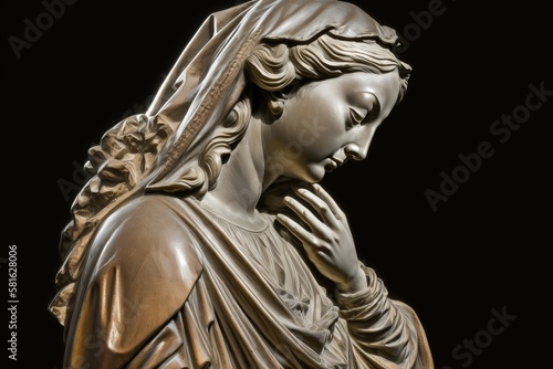 Serene portrait of Mary in prayer - Generative AI