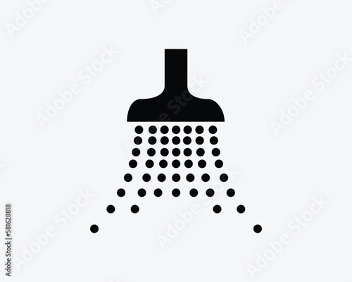 Showerhead Icon Shower Water Spray Rinse Water Rain Faucet Black White Silhouette Sign Symbol Icon Vector Graphic Clipart Illustration Artwork Pictogram