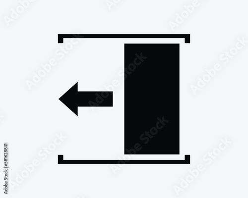 Sliding Door Open Left Side Slide Exit Path Signage Black White Silhouette Sign Symbol Icon Graphic Clipart Artwork Illustration Pictogram Vector