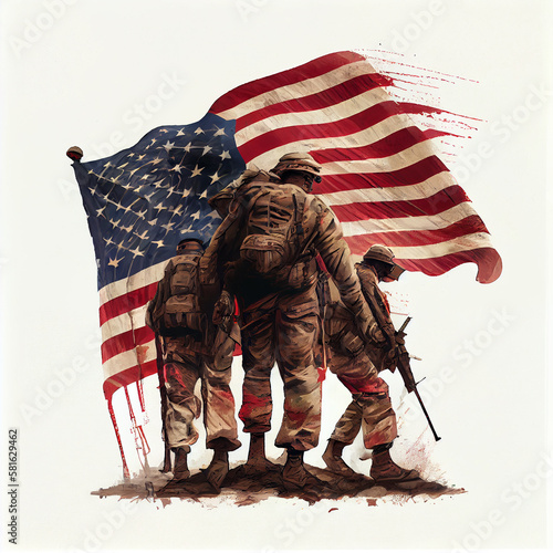 American Flag, Memorial Day, Veterans Day illustration, holiday