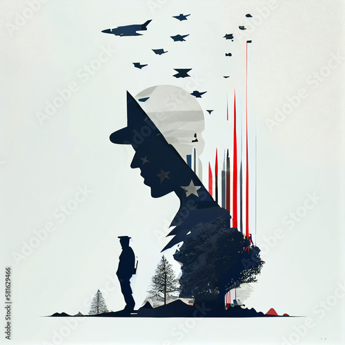 Memorial Day, Veterans Day illustration, holiday, generative ai