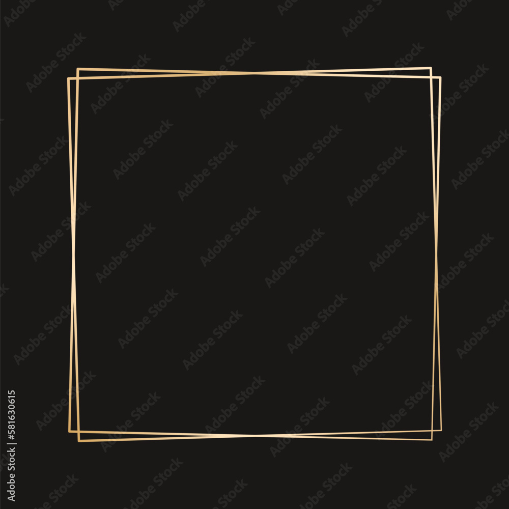 Simple square geometric gold frame. Vector modern design template for wedding or birthday invitation, brochure, poster and business card Simple square geometric gold frame. Vector modern design template for wedding or birthday invitation, brochure, poster and business card