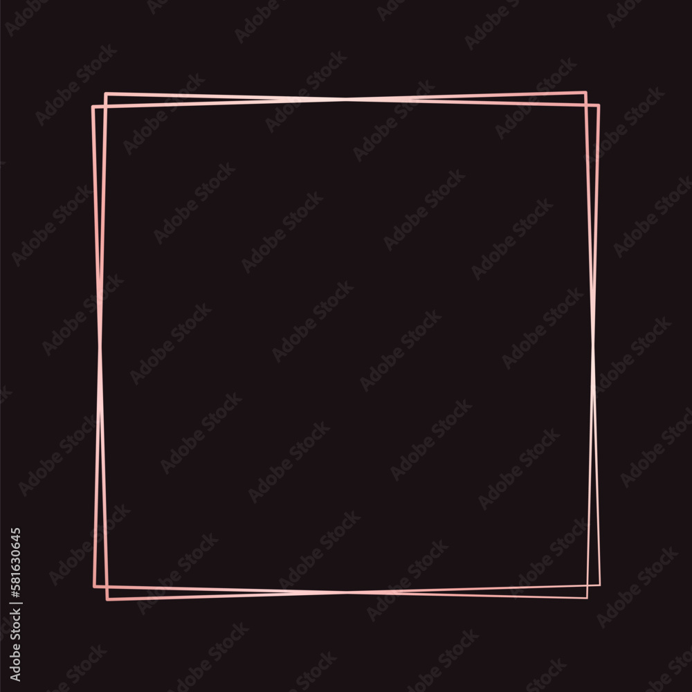 Simple square geometric rose gold frame. Vector modern design template for wedding or birthday invitation, brochure, poster and business card Simple square geometric rose gold frame. Vector modern design template for wedding or birthday invitation, brochure, poster and business card