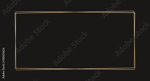 Simple rectangle geometric gold frame border. Vector modern design template for wedding or birthday invitation, brochure, poster and business card