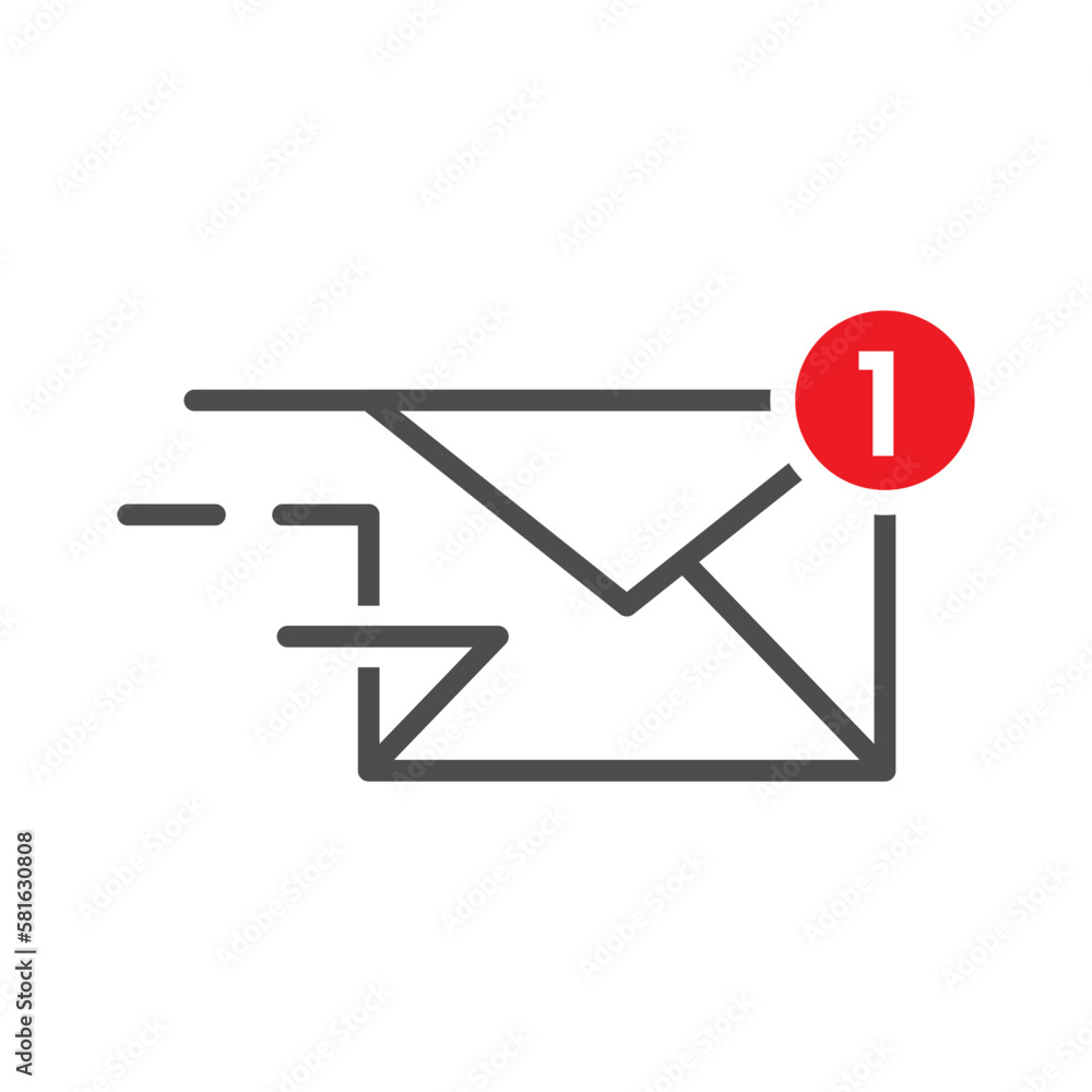 one new sms, email message notification concept illustration line icon design editable vector eps10 one new sms, email message notification concept illustration line icon design editable vector eps10