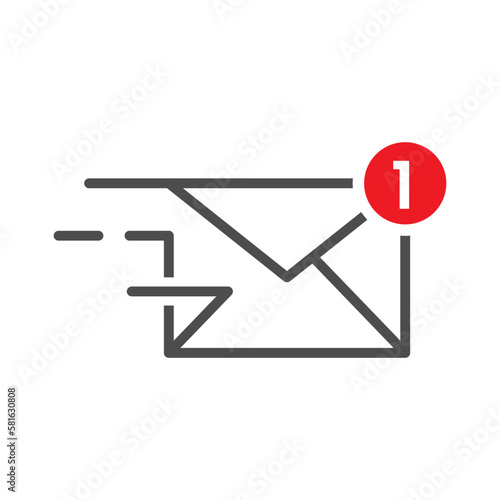 one new sms, email message notification concept illustration line icon design editable vector eps10