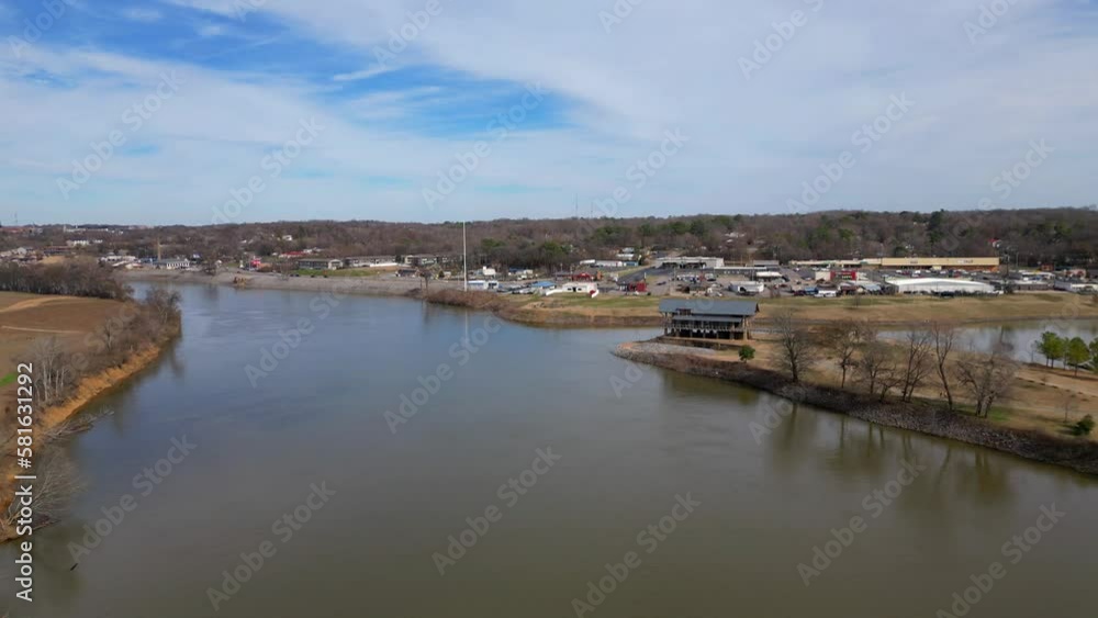 Flying toward Freedom Point on the Cumberland River in Clarksville Tennessee Flying toward Freedom Point on the Cumberland River in Clarksville Tennessee