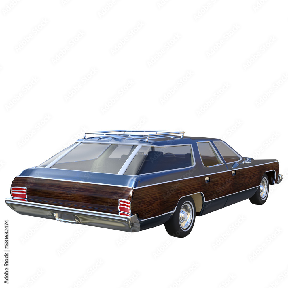 Classic car isolated 3d rendering