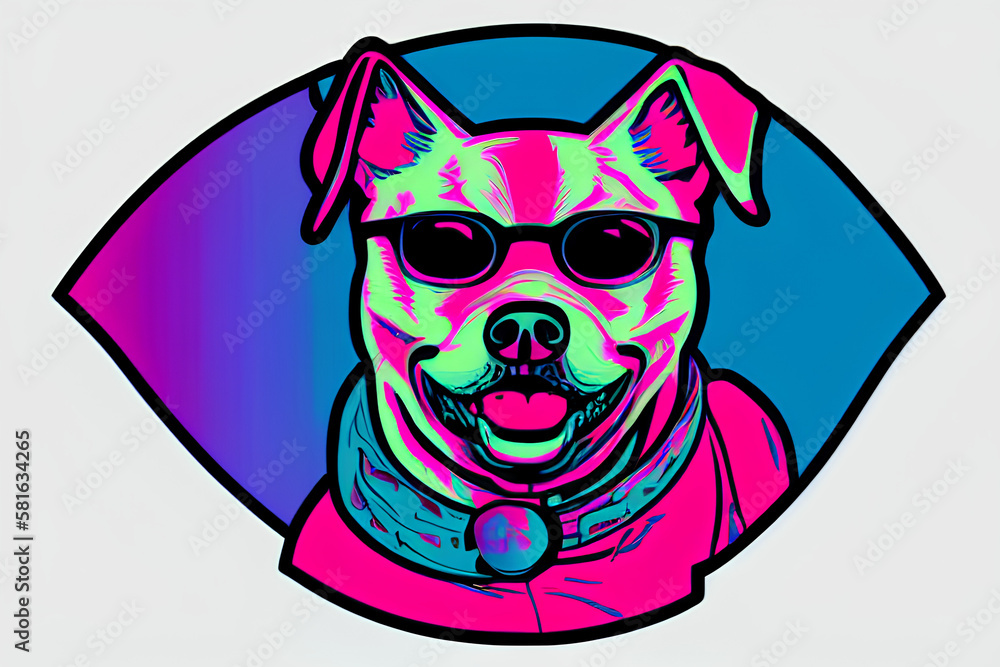 ai-generated illustration of a cool dog wearing sunglasses