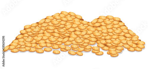 Pile of gold coins on a white background, Vector illustration