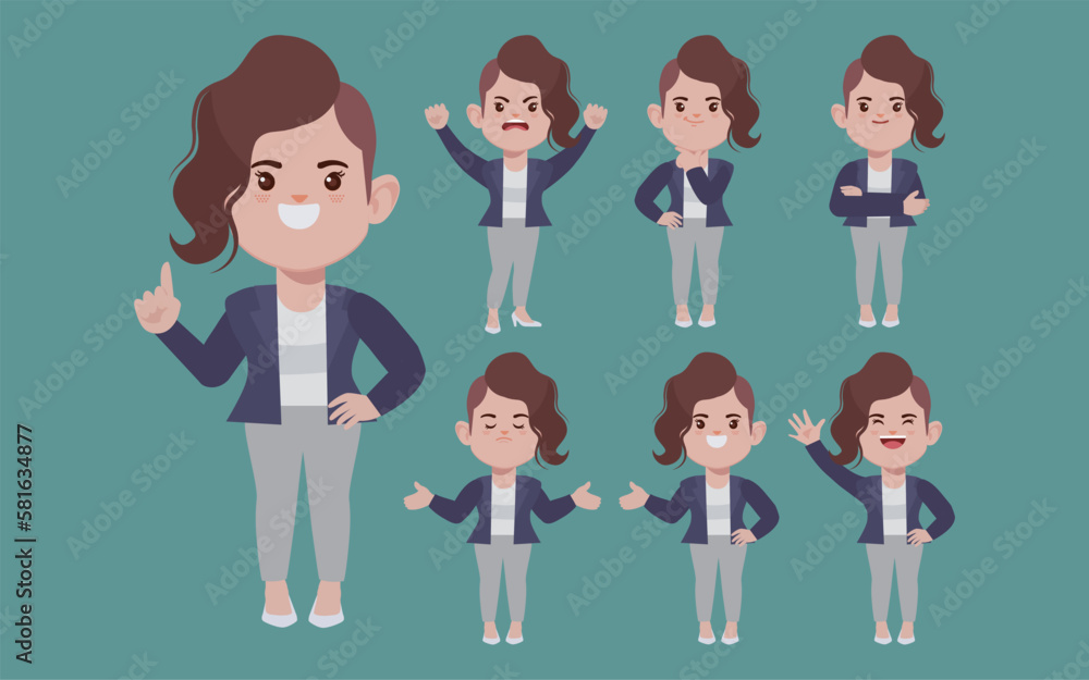 Office worker with different poses 