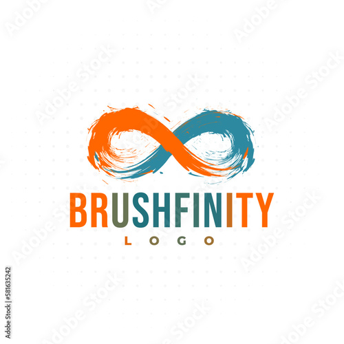 Orange and blue brush logo with an infinity symbol