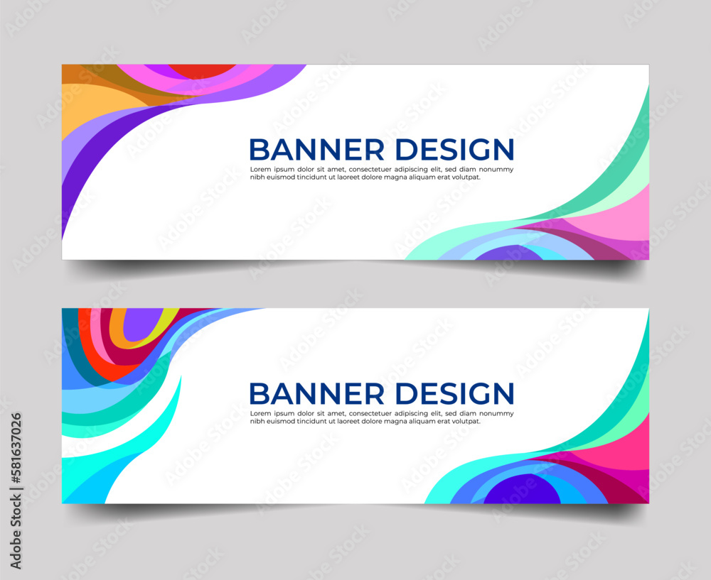 Vector modern banners set template design with wave elements
