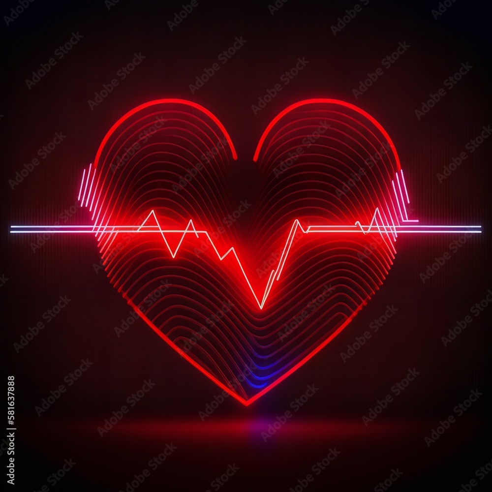 Heart shaped vertical red lines. Made with Generative AI.