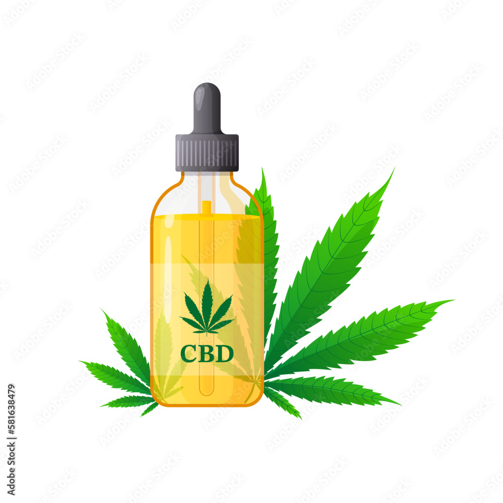 Dropper with cannabidiol oil, CBD bottle for healthcare. Medical cannabis marijuana. Vector illustration cartoon flat icon. Dropper with cannabidiol oil, CBD bottle for healthcare. Medical cannabis marijuana. Vector illustration cartoon flat icon.