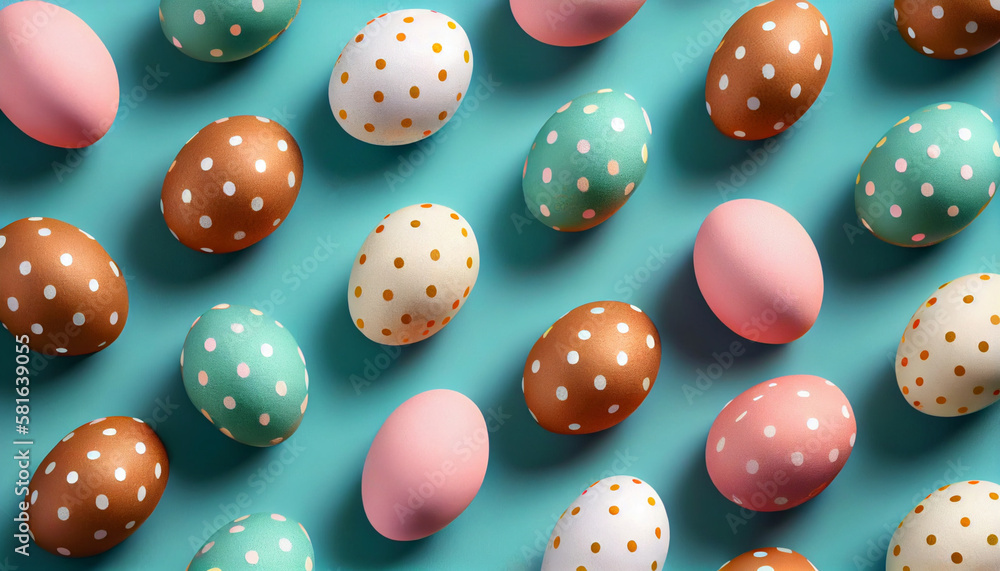A group of eggs with polka dots Generative ai