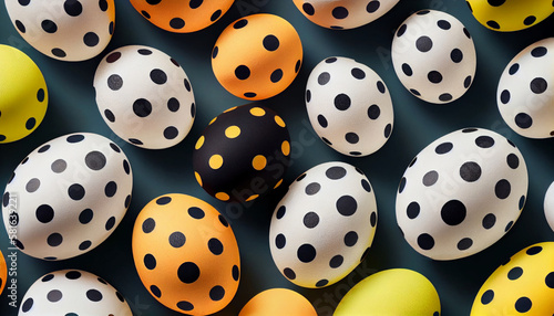 A group of eggs with polka dots Generative ai