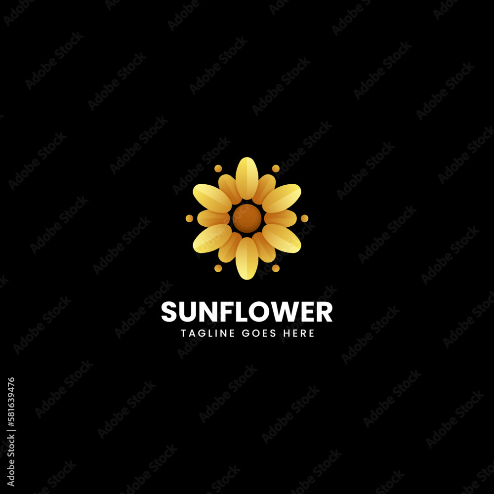 Fototapeta premium Vector Logo Illustration Sunflower Gradient Colorful Style.