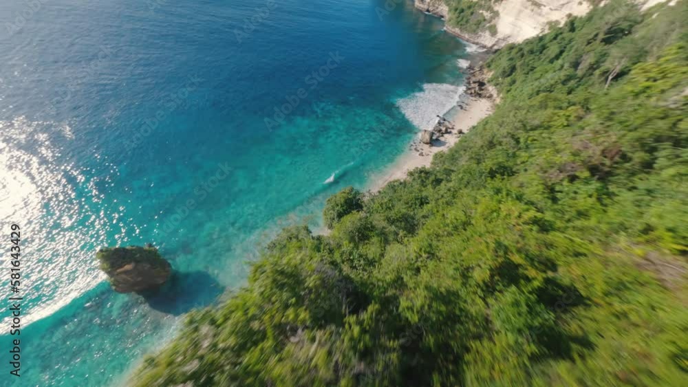 FPV Drone show of the tropical Suwehan beach in Bali. Slowmotion FPV Drone show of the tropical Suwehan beach in Bali. Slowmotion