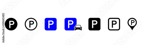  Parking vector icons set