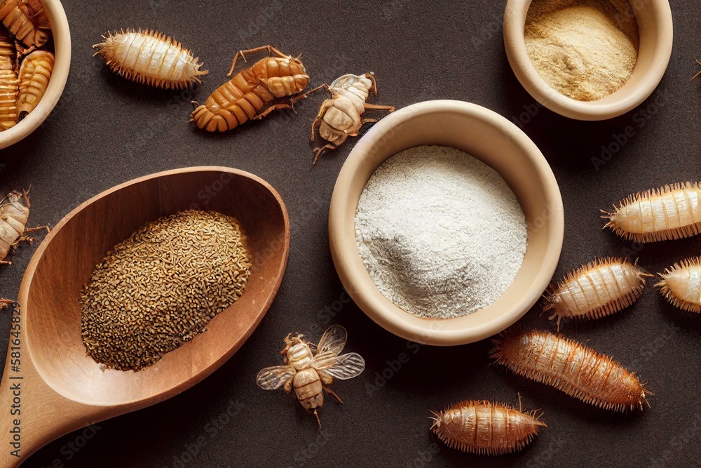 fictional mealworms in the flour, insects to eat, mealworm ingredients