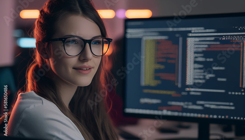 Young female computer programmer V1