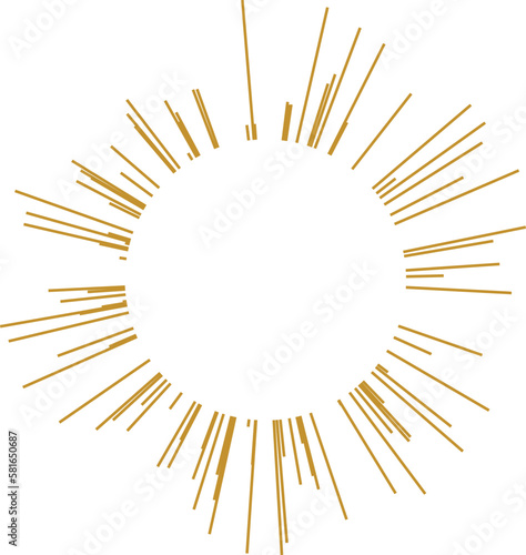 An abstract transparent golden  burst shape design element. 