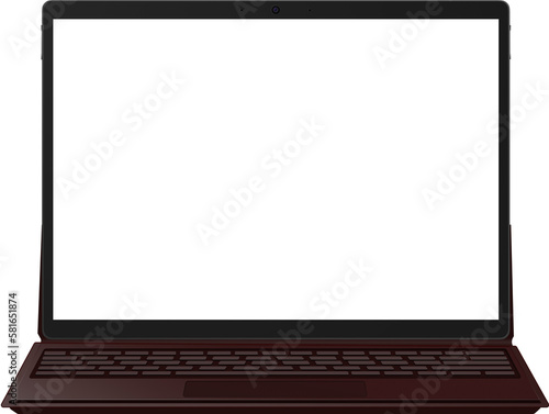 realistic surface laptop with keyboard mockup with blank screen isolated super high detailed