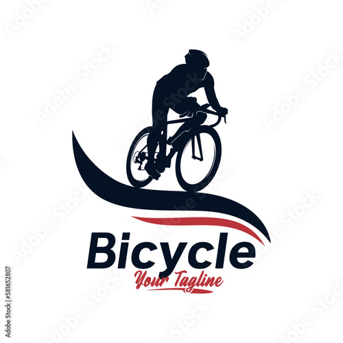 Bicycle man silhouette logo design