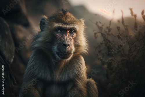 portrait of a baboon made by generative ai © The Art Wave