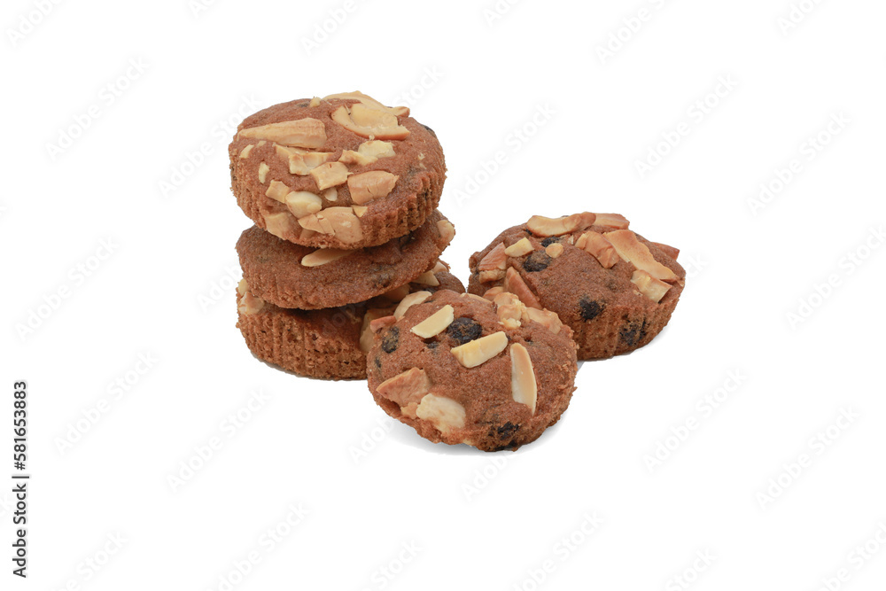 cookies with chocolate and nuts isolated on white background, Homemad cookies close up. clipping path cookies with chocolate and nuts isolated on white background, Homemad cookies close up. clipping path