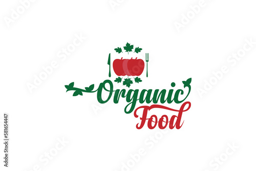 Healthy food logo template. Restaurant logo. Fast food logo. Organic food vector design. Fork, spoon, and leaves logotype
