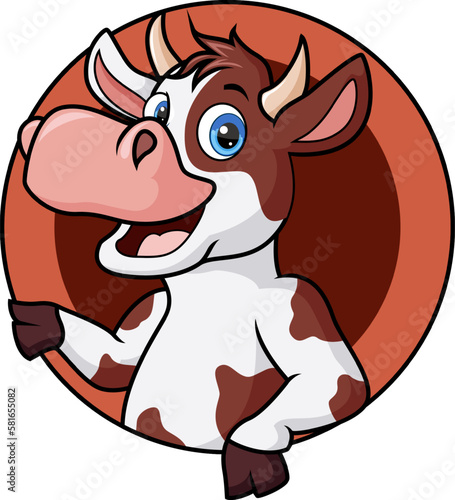 Cute happy cow cartoon with frames