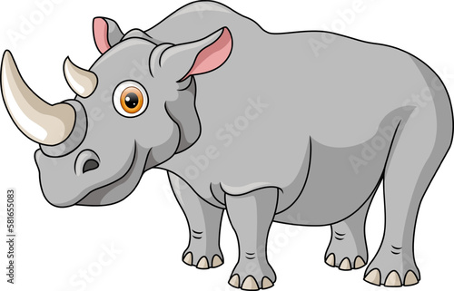 Cute rhino cartoon on white background